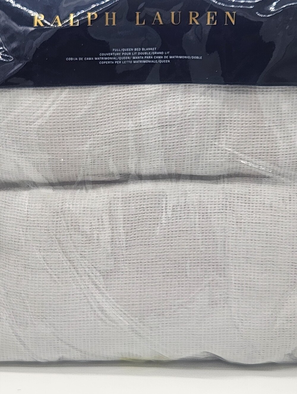 Ralph Lauren Home Rhys Full/Queen Bed Blanket Cotton Linen Waffle Grey NEW